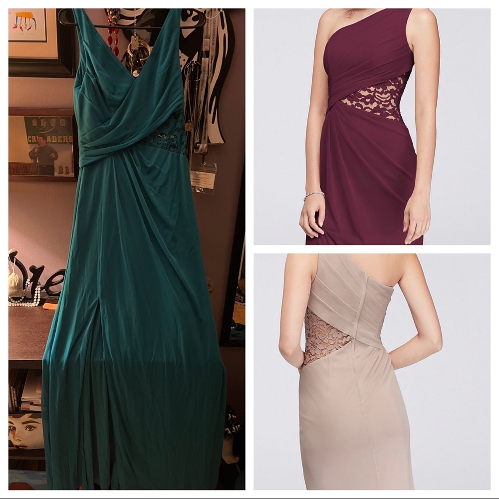 David’s Bridal one shoulder cutout ocean bridesmaid dress size 8 new with tags